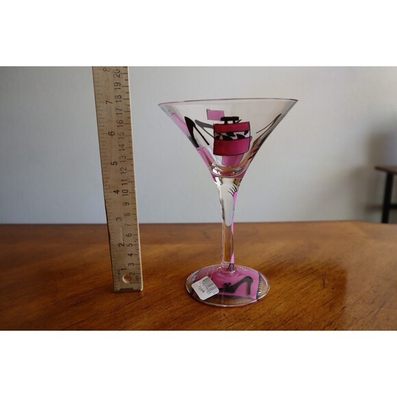 Lolita Love My Martini Shopaholic Glass 10oz Hand Painted Purse Heels Bag w/ Box - Picture 2 of 10